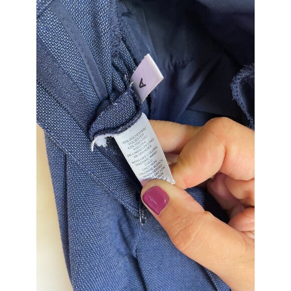 LOFT Size 8 Blue Marisa Trouser Linen Blend Straight Leg Career Work Office Busi - Picture 5 of 8